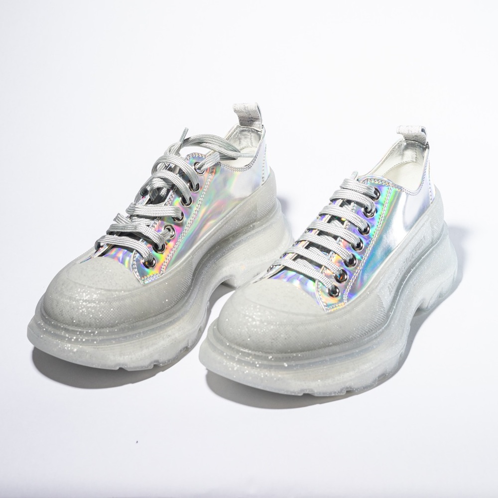Alexander McQueen Tread Slick Silver/Glitter Low Top Sneaker